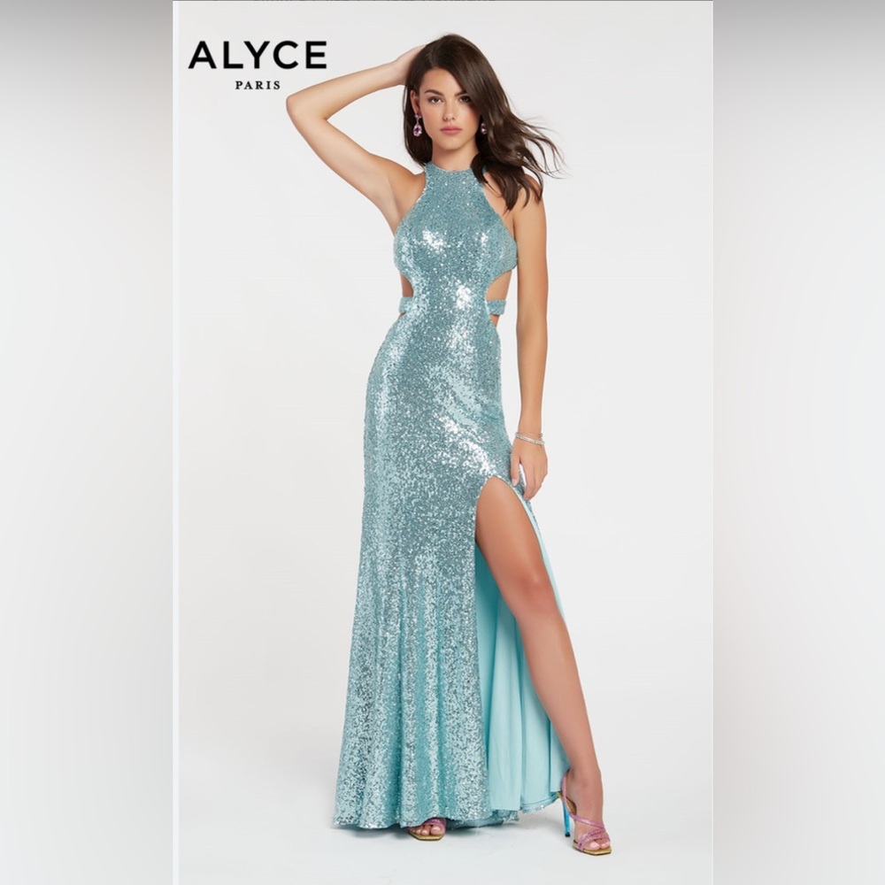Alyce Paris Aqua Sequin Evening Dress -STYLE #60037